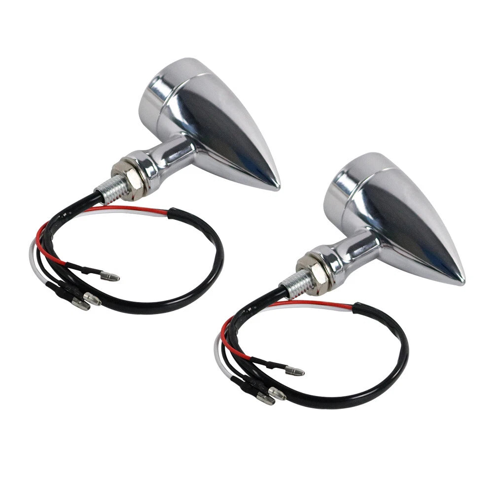 2x Motorcycle Bullet Indicator Turn Signal Lights For Harley Chopper Cafe Racer