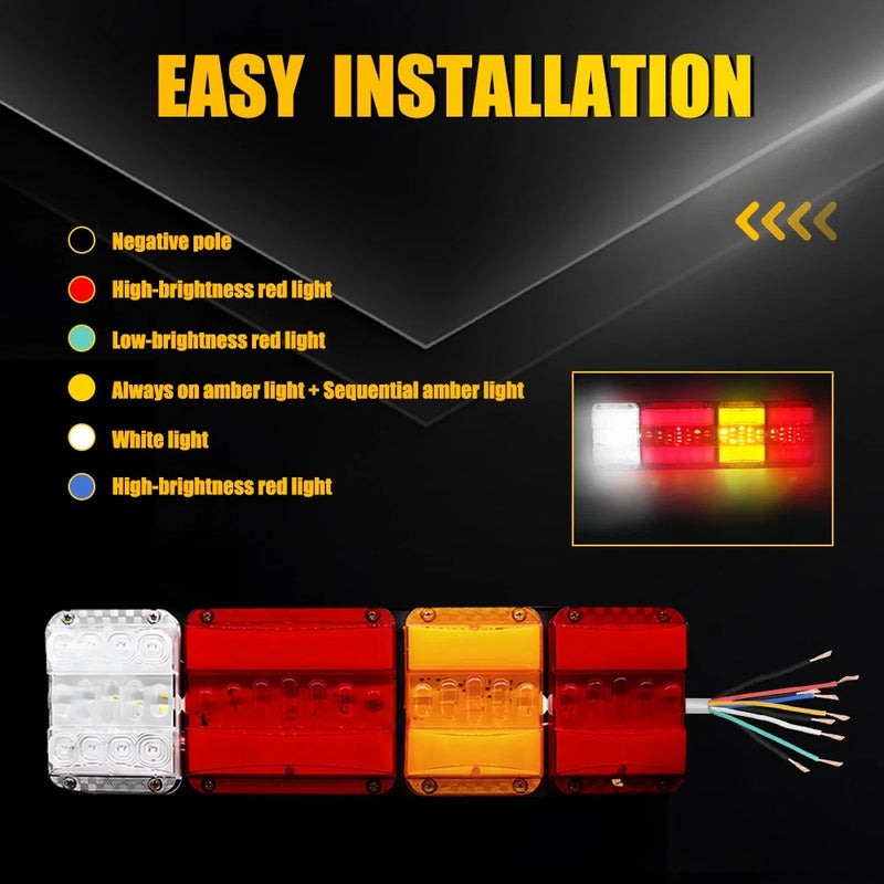 2x 244-LED Sequential Tail Lights Stop Indicator for Trailer Caravan Truck