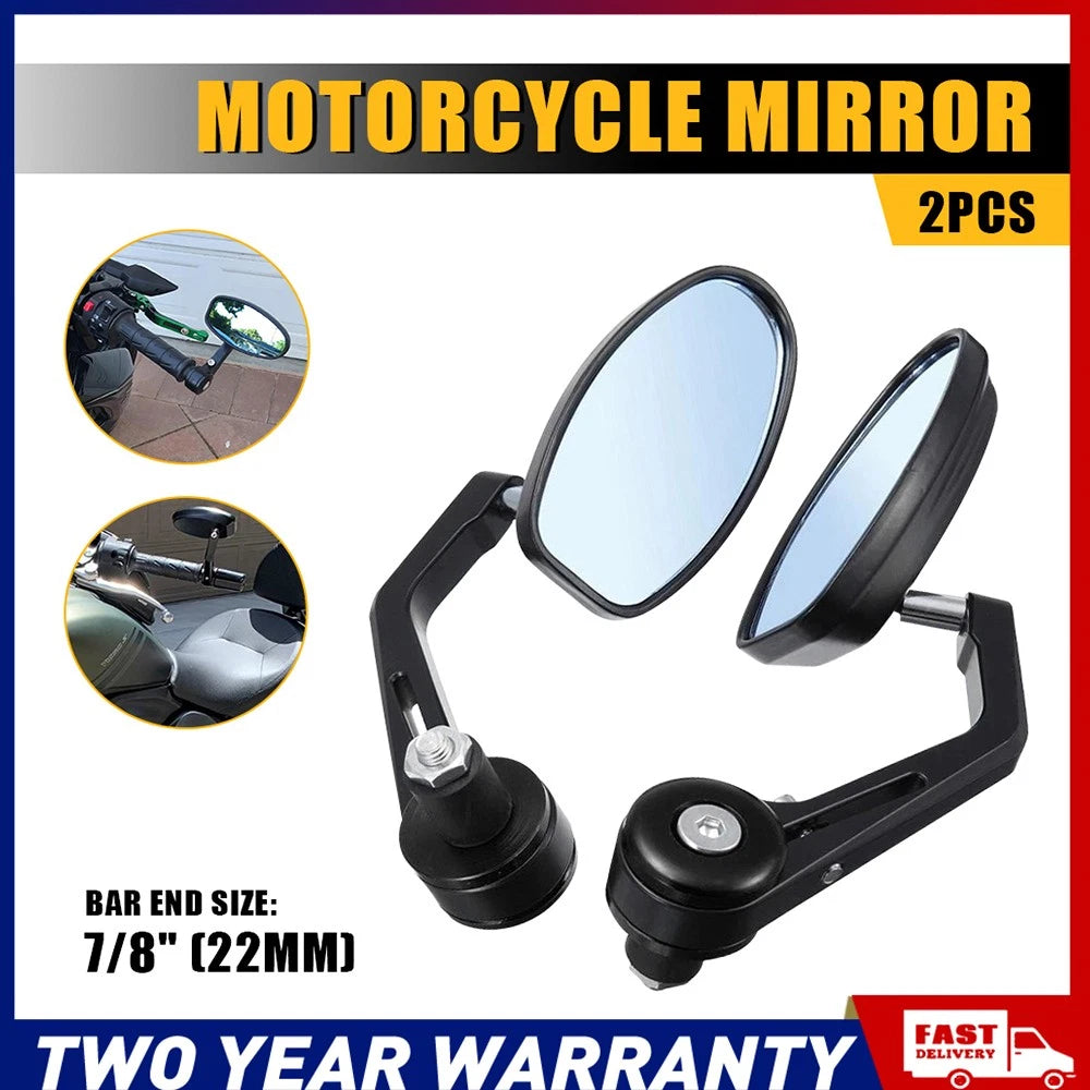 For MT07 Motorcycle 7/8" Handle Bar End Rearview Side Mirrors Black Universal A