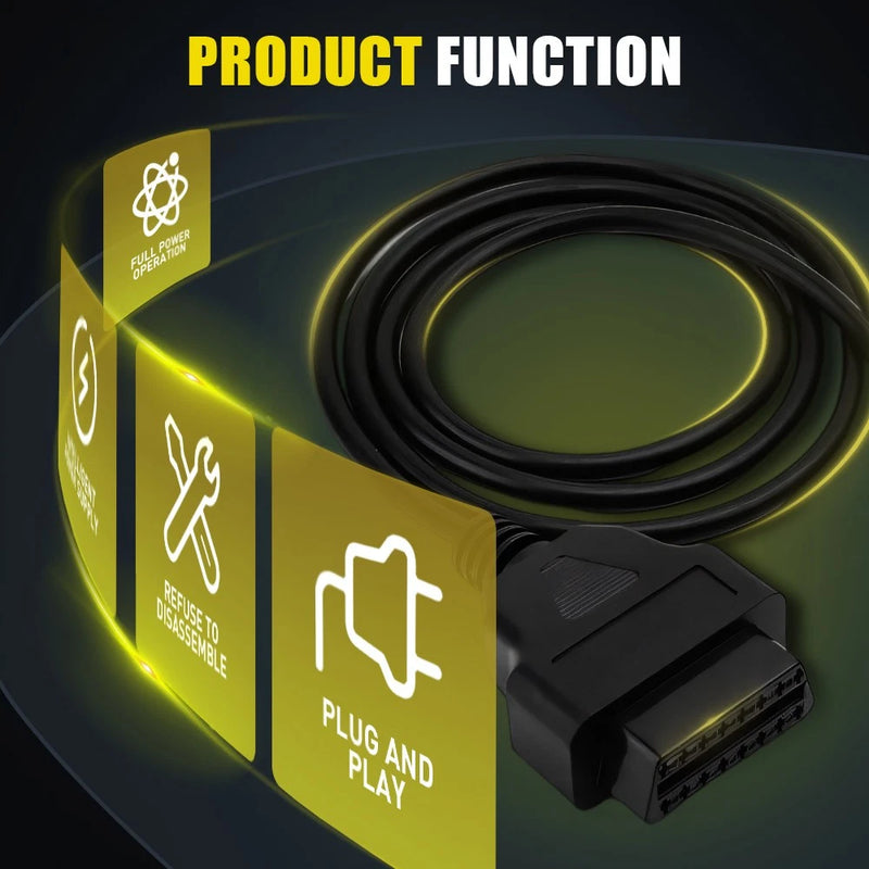 16-Pin OBD2 to USB Adapter Cable, 5V Diagnostic Charger Lead