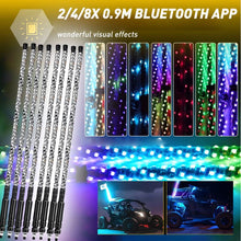Load image into Gallery viewer, 2/4/8x 3ft bluetooth RGB Spiral LED Whip Lights +Remote For ATV UTV Motorcycle