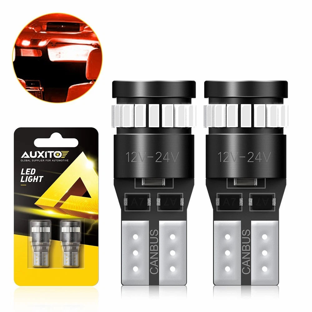 2 X RED 12V T10 168 194 LED GLOBE REPLACEMENT LUMENS 240 FOR PARKERS DASH AUXITO