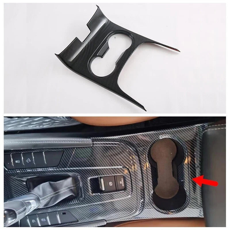 For Isuzu MU-X MUX 2023 2024 2025 Carbon Fiber Front Water Cup Holder Cover Trim