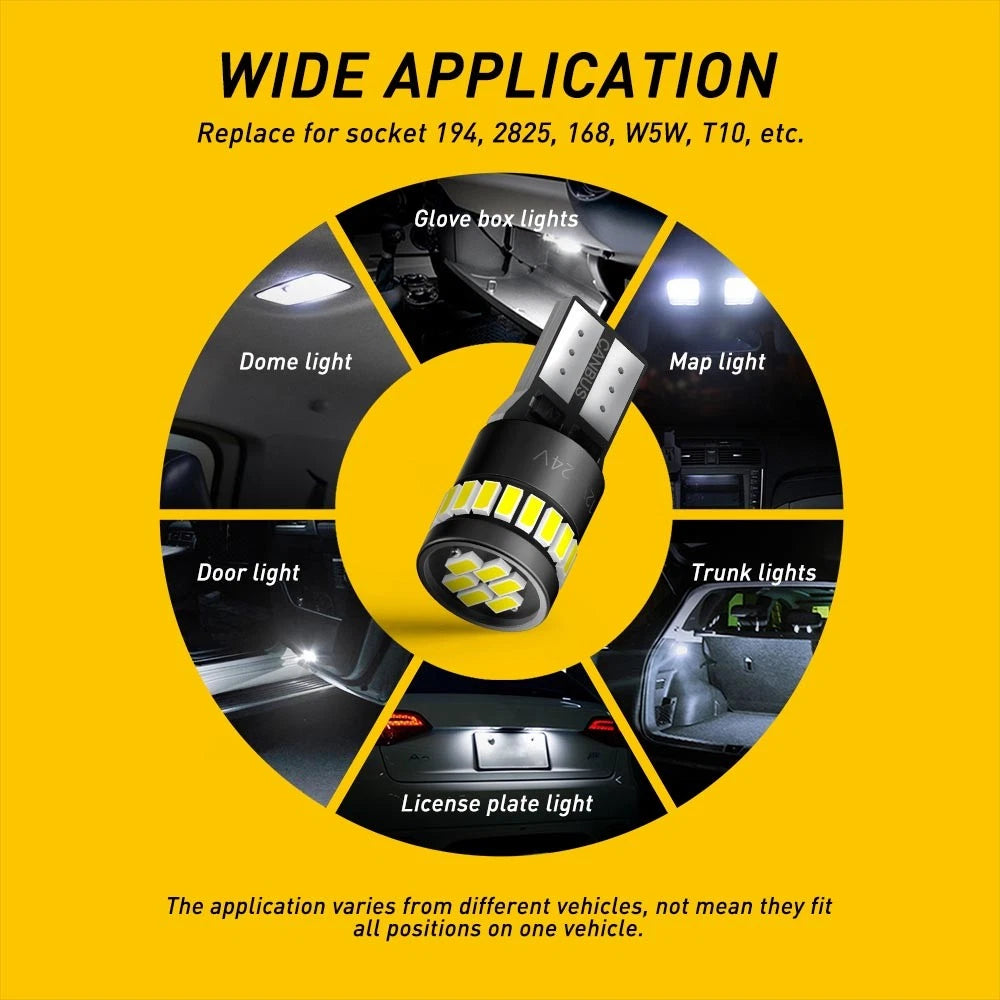 2x T10 Car Bulb LED Canbus SMD Xenon White Wedge W5W 501 Side Light Bulbs Globe