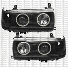 Load image into Gallery viewer, BLACK Angel Eye Projector HeadLights LED For Toyota Landcruiser 80 Series 90-98