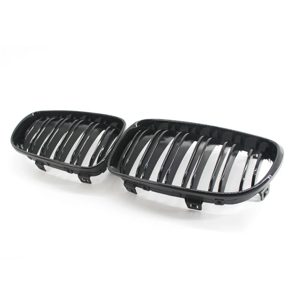 Gloss Black Dual Slat Front Grill Grilles for BMW 1 Series E81 E87 E82 E88 08-11