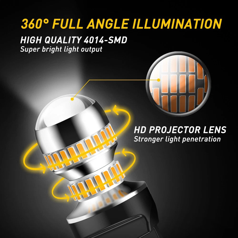 2/4/8x AUXITO 7443 7440 W21W T20 54 LED AMBER YELLOW INDICATOR TURN SIGNAL NEWA