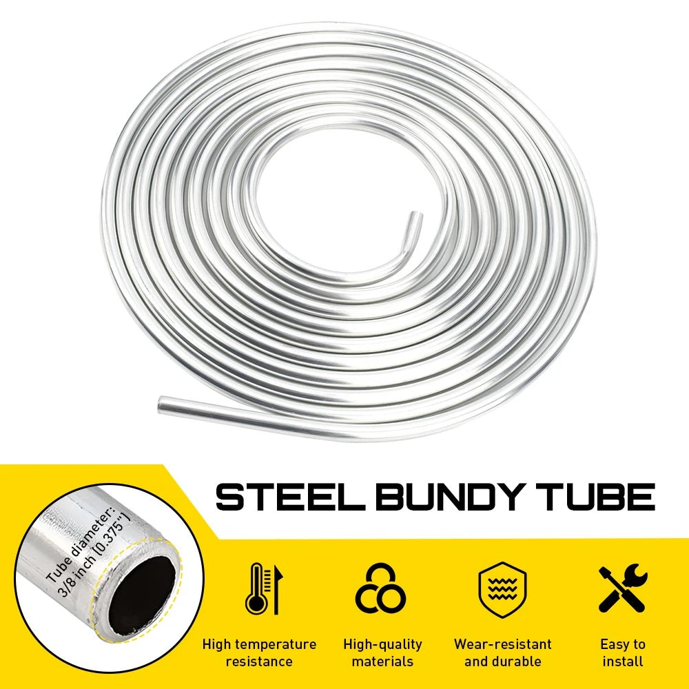 3/8" 20ft Steel Brake Pipe Bundy Tube Coil Fuel Transmission Line Zinc Coated AU