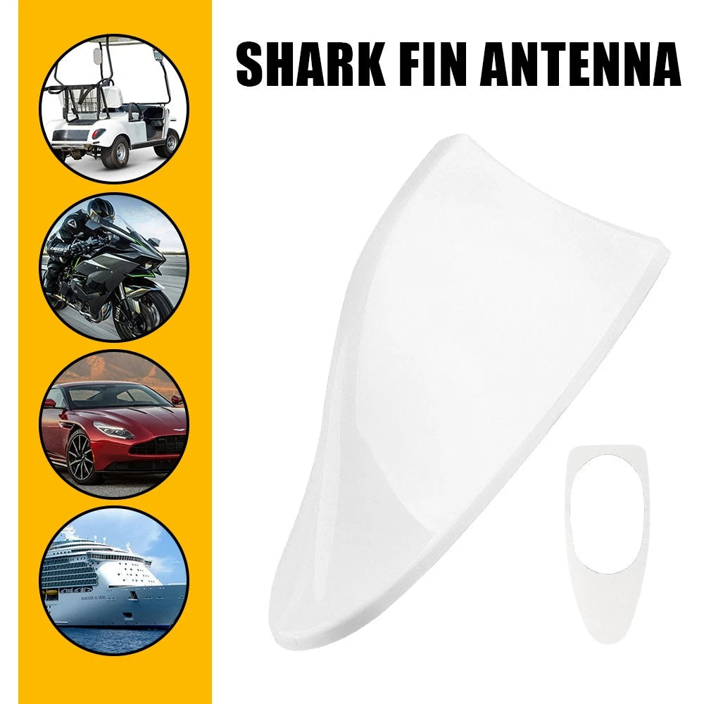 White Shark Fin Roof Antenna Aerial FM/AM Radio Signal Car Trim Universal Cover
