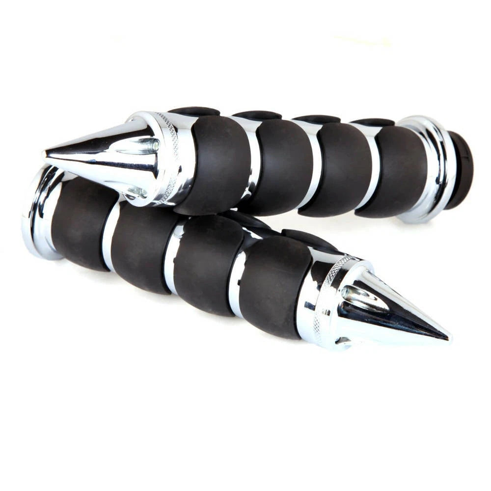 Motorcycle 1" Spike Hand Grips Handlebar Throttle Black Chrome Fit For Harley ST