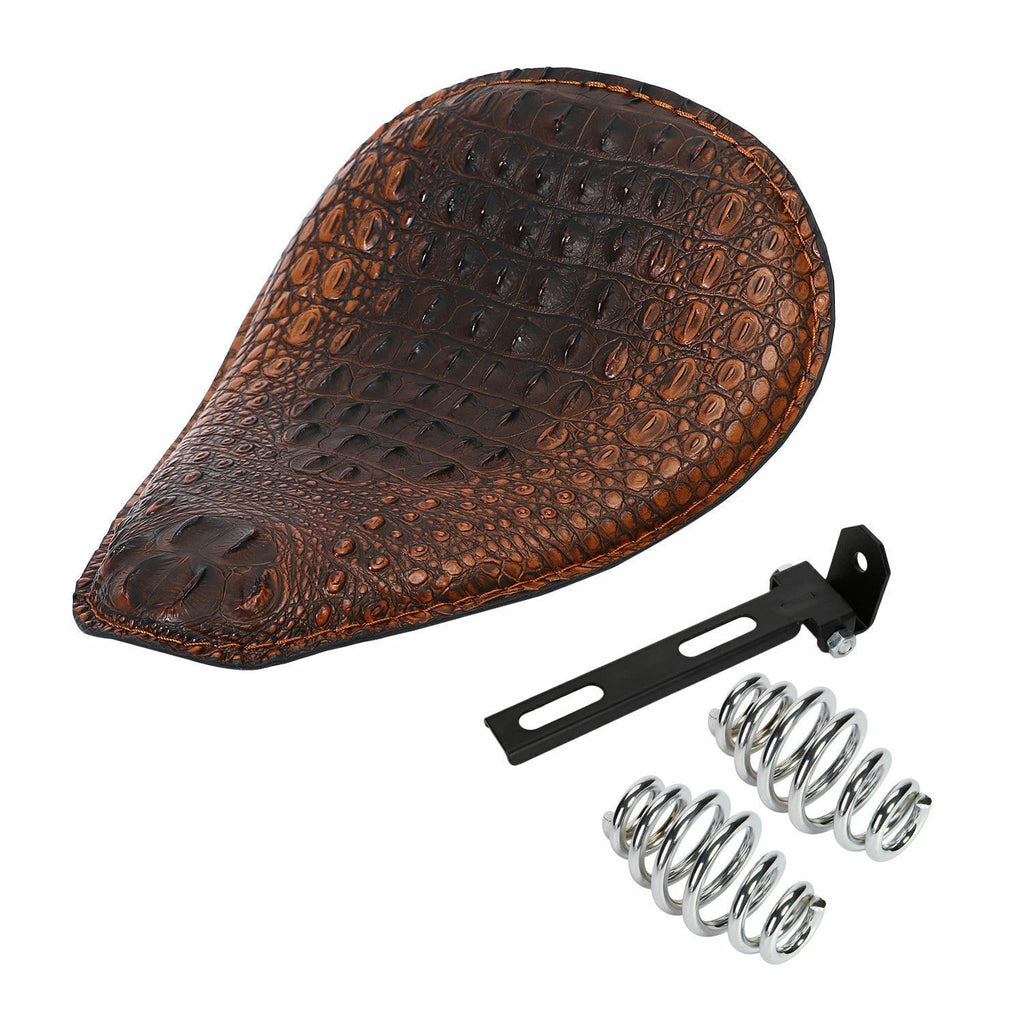 Motorcycle Emboss SOLO Seat + 3" Springs Bracket For Harley Bobber Chopper ST