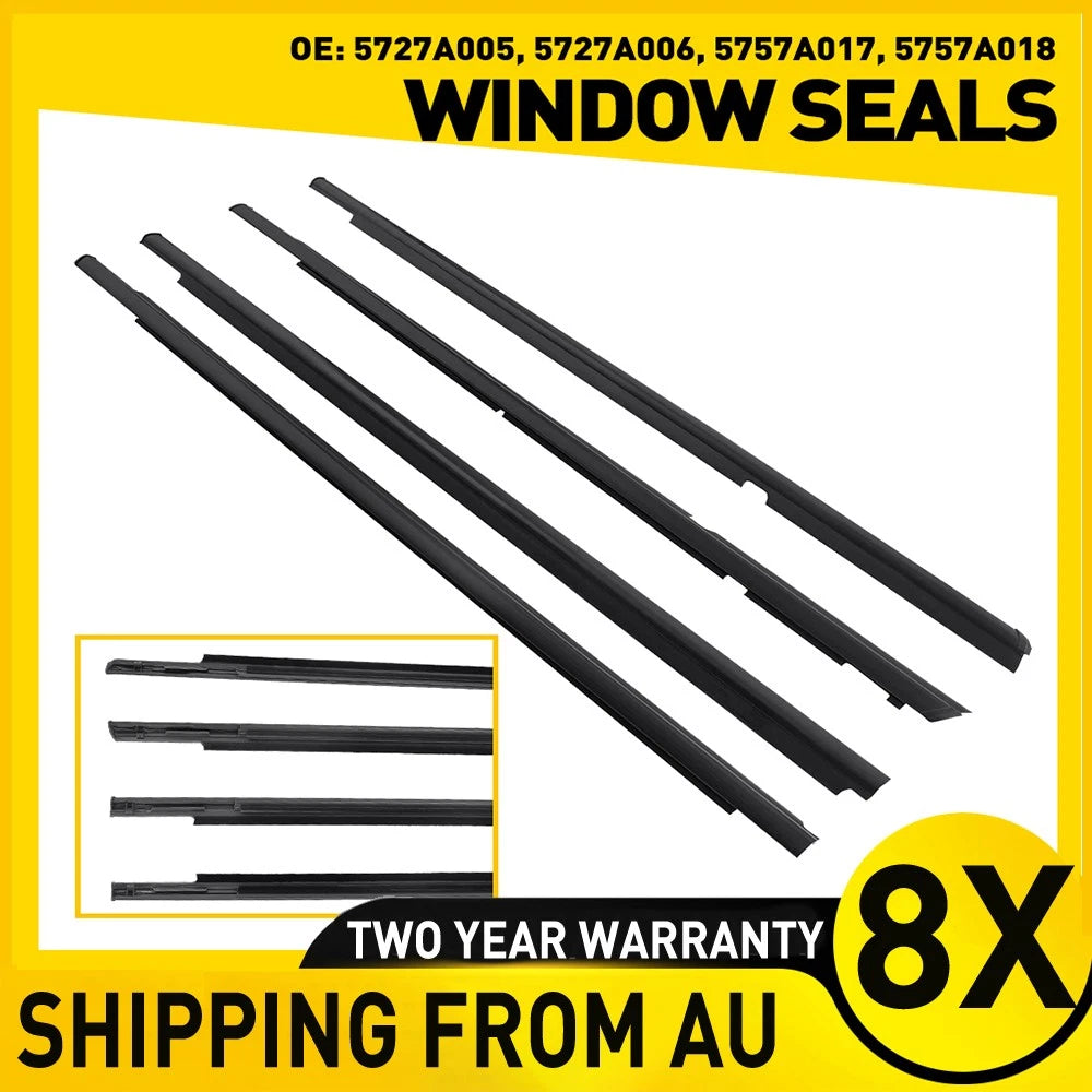 8x Window Seals Weather Strip for 4 Door Mitsubishi Lancer 08-17 Sedan 5727A005