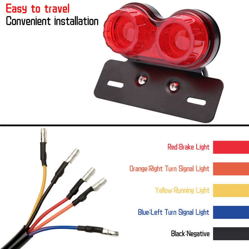 12V License Plate LED Brake Tail Turn Signal Light For Bobber Cafe Racer Chopper