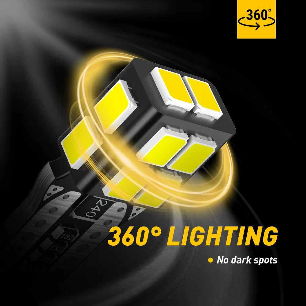 10X T10 168 175 LED White Car Interior Light Parker Bulb Wedge Globe 6000K White