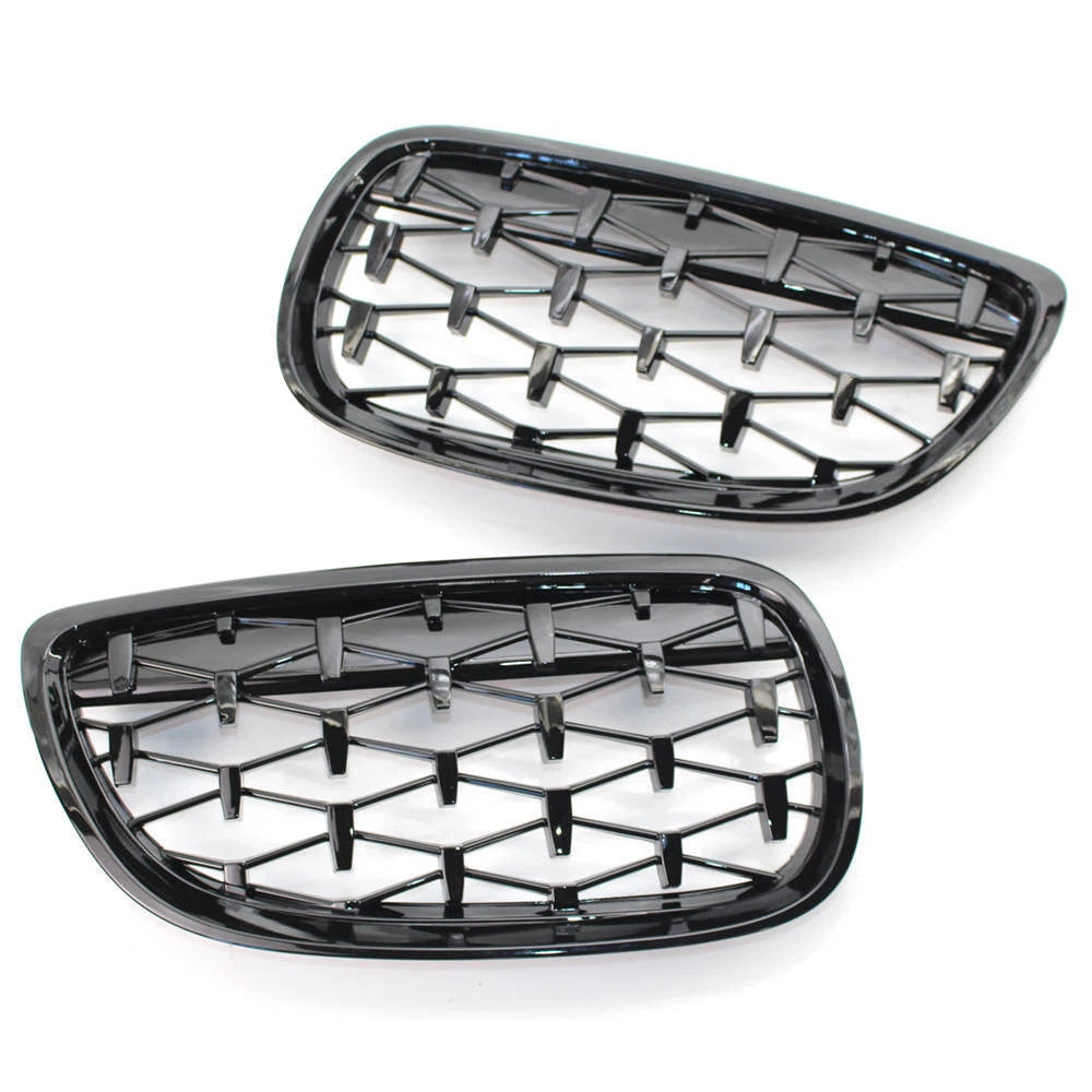 Gloss Black Diamond Style Kidney Grille Grill For BMW E92 E93 06-10 Pre-facelift
