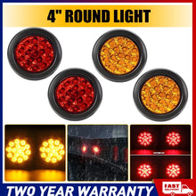 Load image into Gallery viewer, Set of four 4 inch round red and amber LED tail lights for truck or trailer