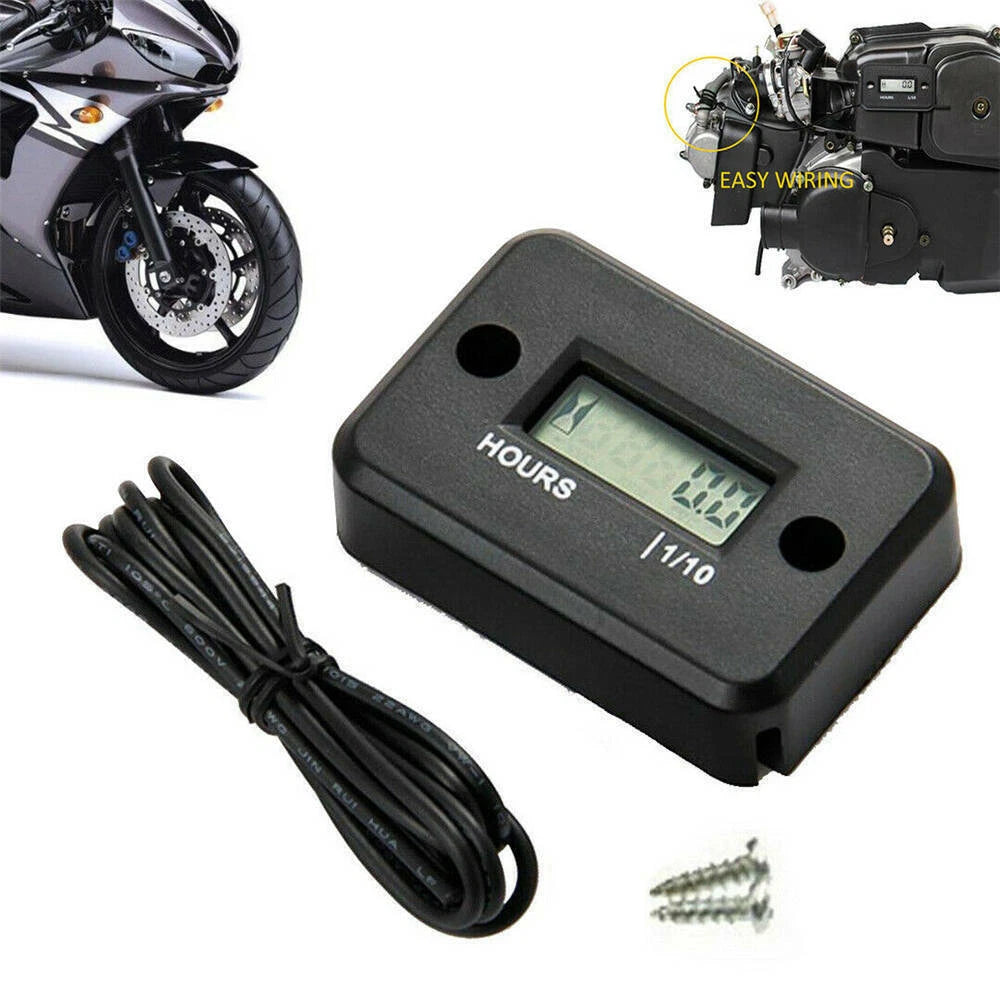 Digital Hour Meter LCD Display Waterproof For ATV Bike Motorcycle Marine Boat ST