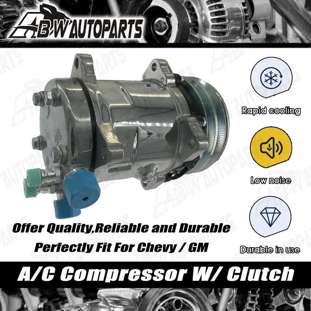 A/C AC Compressor W/ Clutch V-Belt Pulley Sanden 508 Style For Chevy/Ford/GM AU
