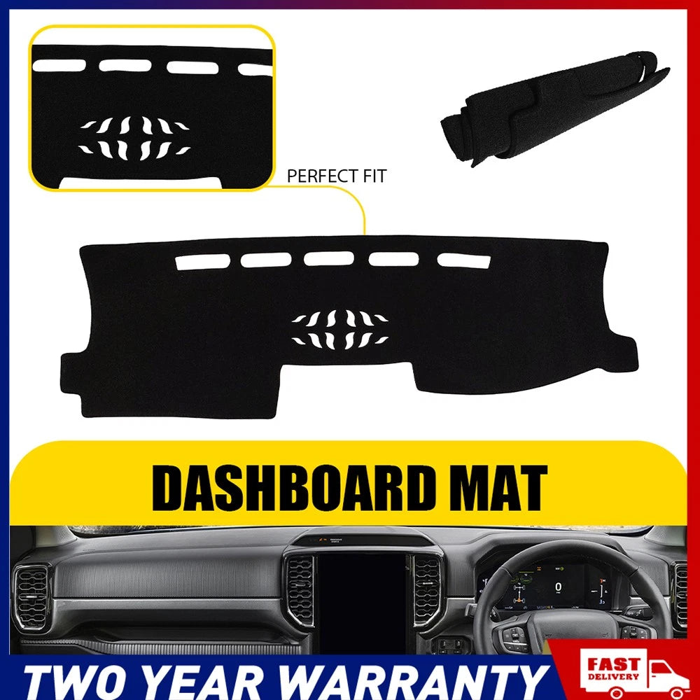Black dashboard mat cover protector for Ford Ranger XL XLT XLS Tremor interior
