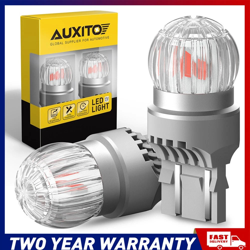 Red T20 7440 7443 LED brake tail light bulbs CANBUS error free, 2-pack