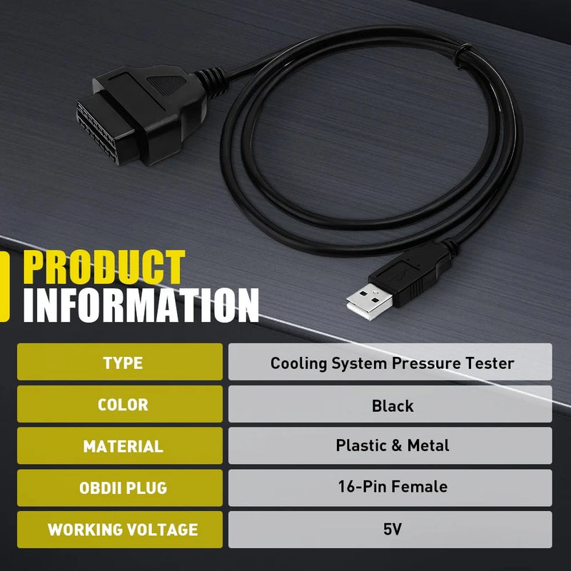 16-Pin OBD2 to USB Adapter Cable, 5V Diagnostic Charger Lead