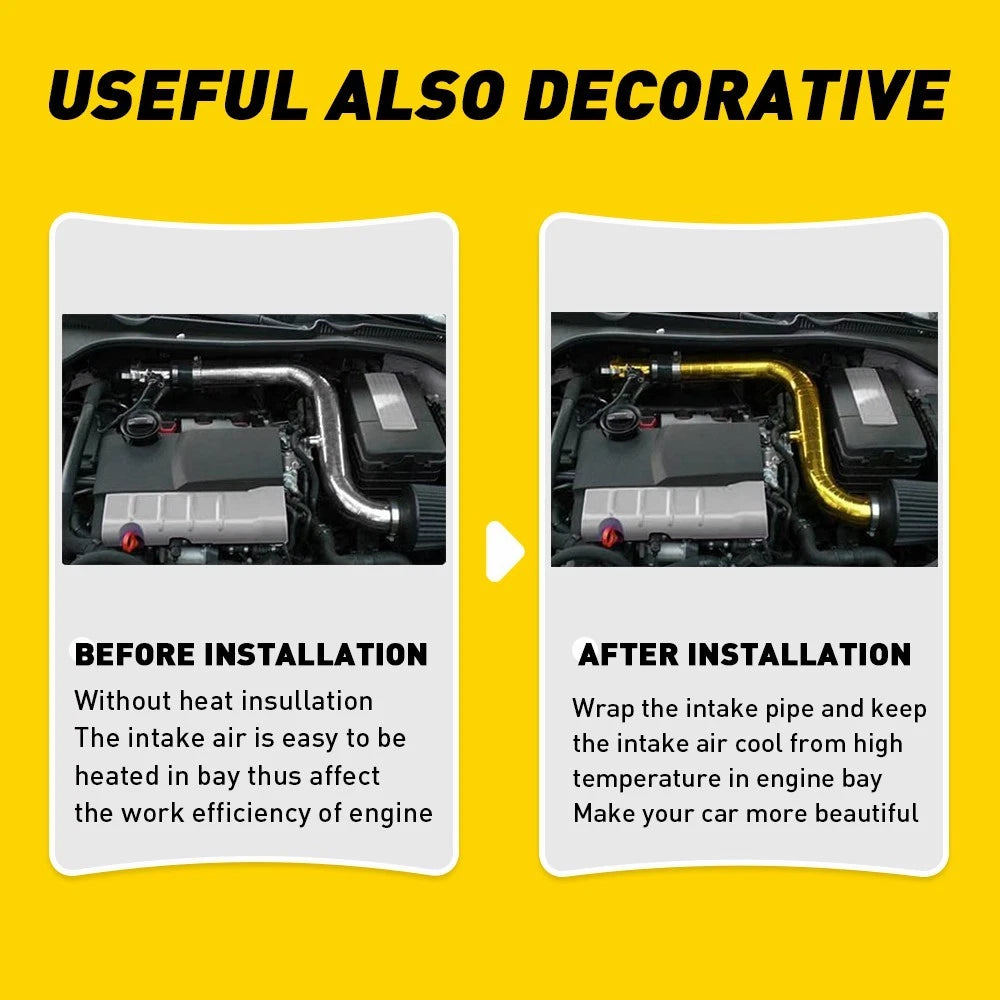 10M 5cm Wrap Gold Shield Car Tape Intake Turbo Engine Pipe Reflective Insulation