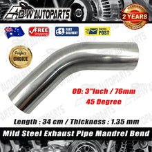 Load image into Gallery viewer, Exhaust Pipe Mandrel Bend - 3" Inch 45 Degree (76mm) Aluminised Mild Steel