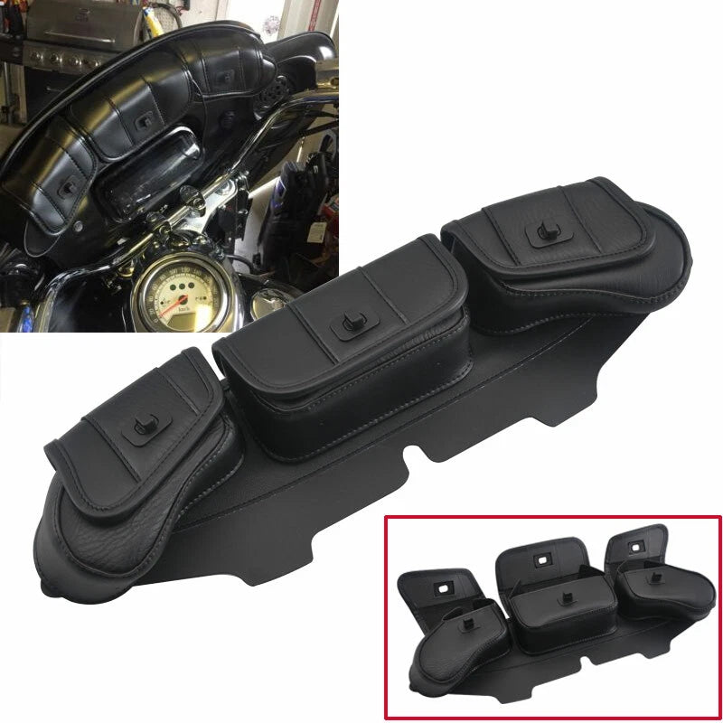 3 Pouch Pocket Fairing Windshield Bag For Harley Electra Street Glide Touring ST