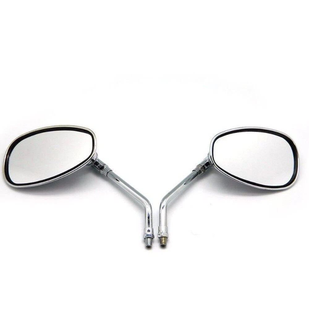 Motorcycle Rear View Mirrors Chrome Oval Side Mirrors 10mm Thread Universal ST