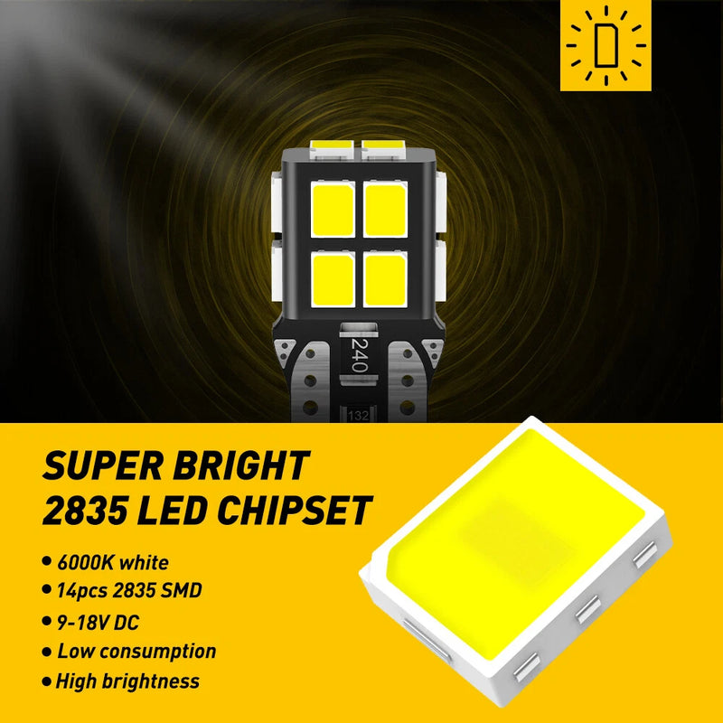 10x T10 168 175 LED Wedge Bulbs 6000K White Car Interior Lights