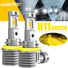 Load image into Gallery viewer, AUXITO H8 H9 H11 3000K amber LED headlight bulbs pair, 60W 24000LM Canbus ready