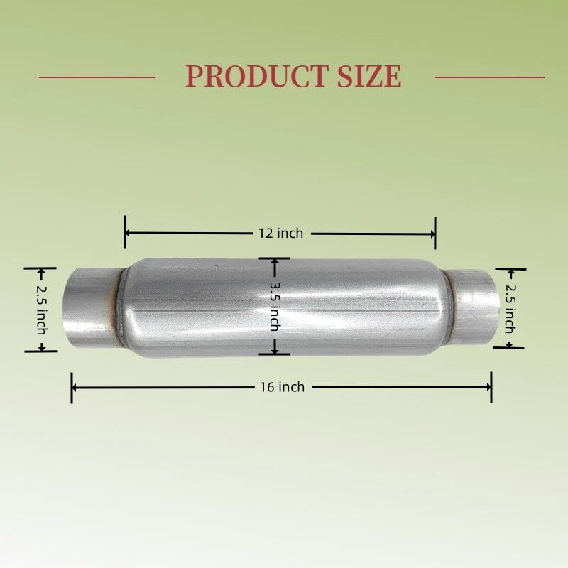 2.5INCH Exhaust Hotdog Resonator Muffler Glass Pack 12" Long High Flow Brand New