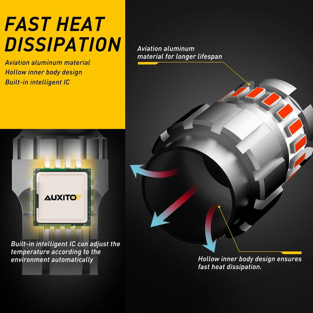 2-10x AUXITO 7443 7440 RED LED BRAKE STOP TAIL LIGHT BULBS GLOBE BRIGHT NEWA