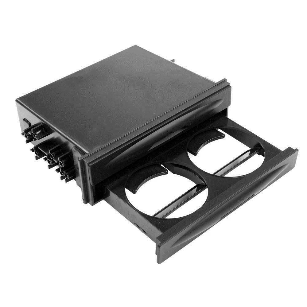 Universal Car Dash Double Din Radio Pocket Kit w/ Cup Holder Storage Box Black