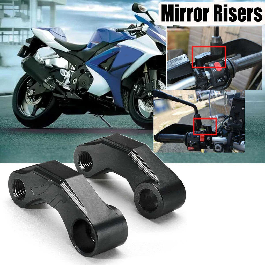 Black CNC Aluminum Alloy 10mm Motorcycle Mirror Mount Riser Extender Adaptor ST