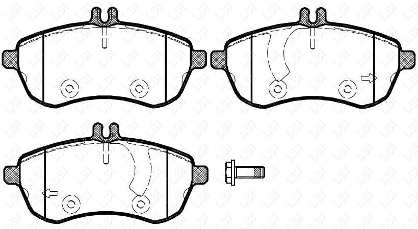 Front Rear Brake Pad with Sensors and Disc Rotor for MB C-Class Front X-Drilled