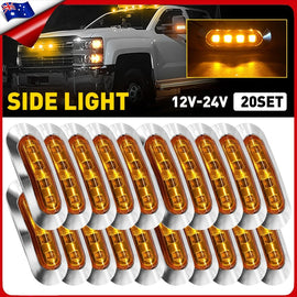 20x LED CLEARANCE LIGHTS SIDE MARKER LAMP AMBER TRAILER TRUCK CARAVAN 12-24VOLT