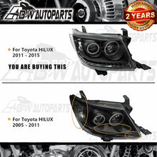 Load image into Gallery viewer, SET Headlights For Toyota Hilux N70 7/2011-2015 Black HALO Angel Eyes Projector