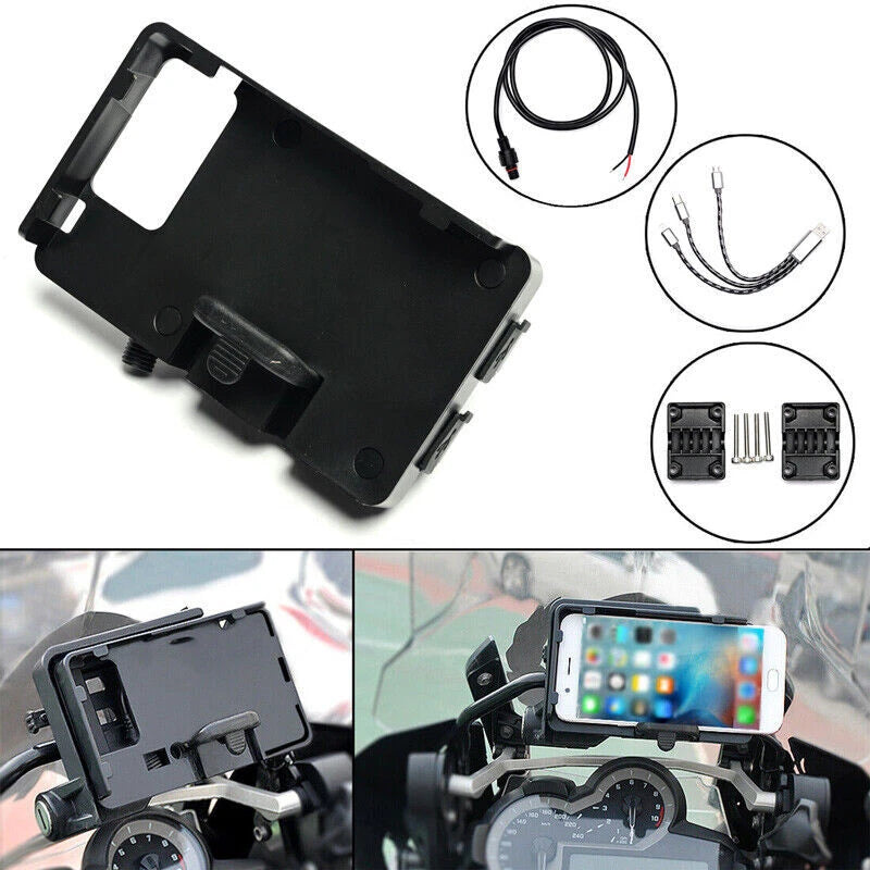 Motorcycle USB Charger Mobile Phone Holder Stand Bracket For BMW R1200GS LC ADV