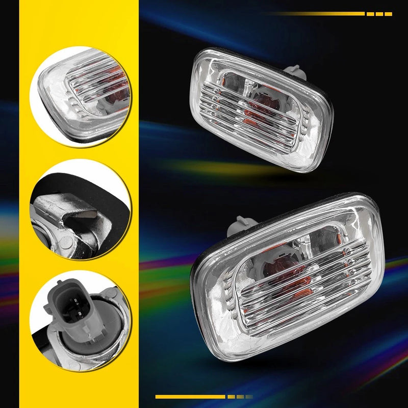 Pair LED Side Indicator Lights Clear Lens for Toyota Hilux & Land Cruiser