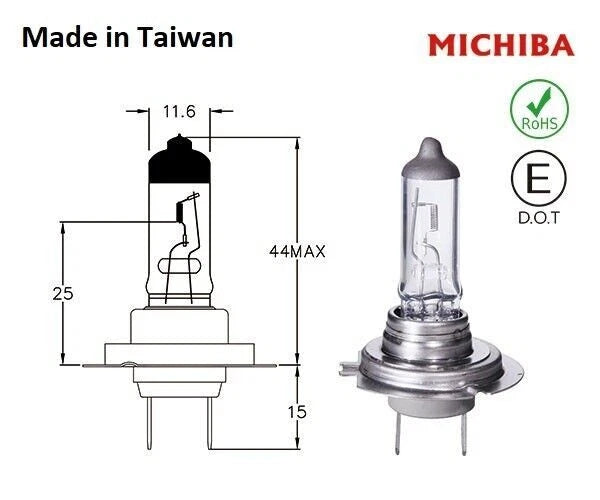 H7 Halogen Headlight PX26D High Low Beam Globe Bulb 12V 100W Michiba x 2pc