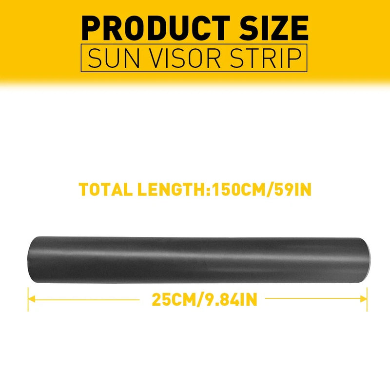 Matte Black Windshield Sun Strip Vinyl Visor Decal 25x150cm Universal
