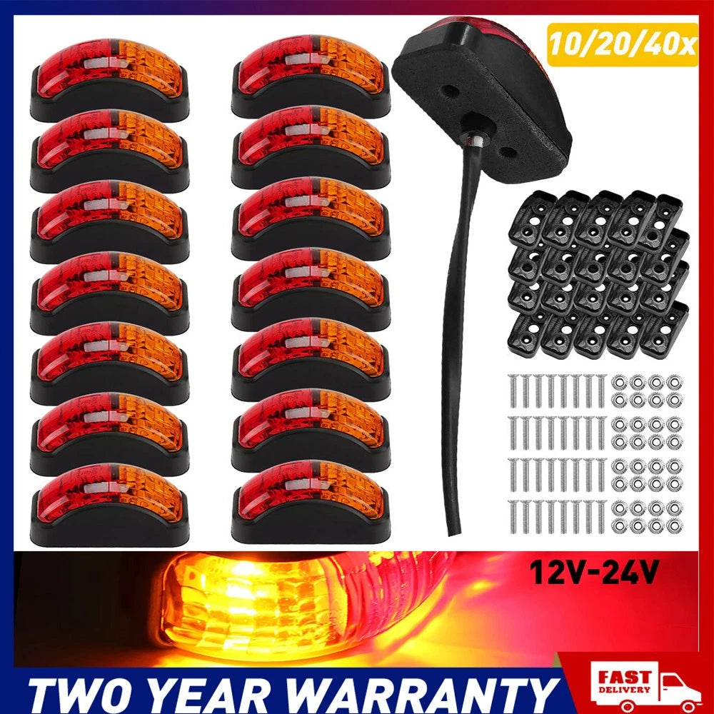 4/10/20x Red Amber LED Clearance Lights Side Marker Lamp Trailer Truck Caravan A