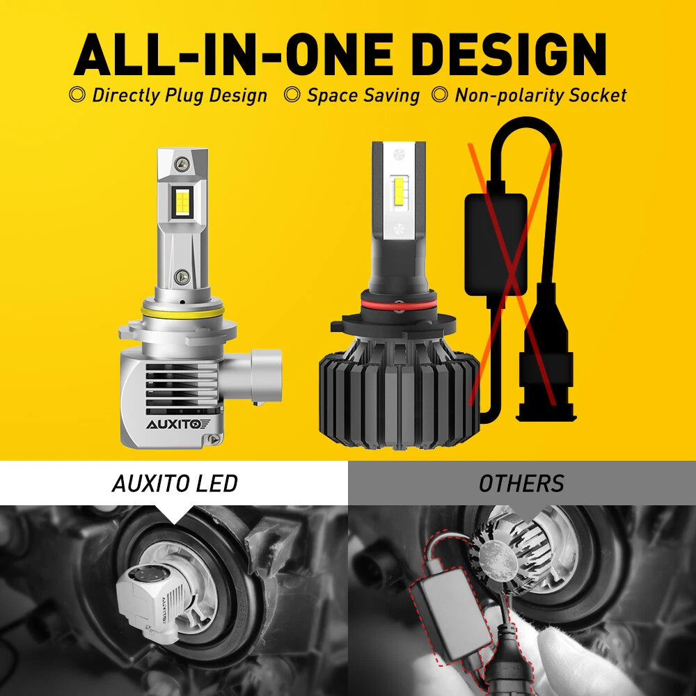 AUXITO 9005 HB3 LED Headlight Bulbs Kit Beam High 6000K Replace White HID Lamp.
