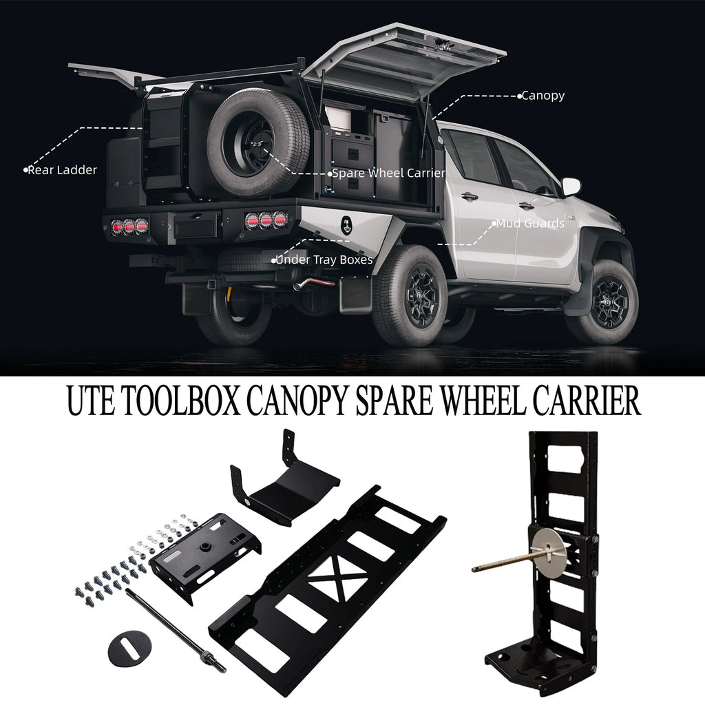 Heavy Duty Aluminium Ute Toolbox Canopy Spare Wheel Carrier /Holder 5mm thick AU
