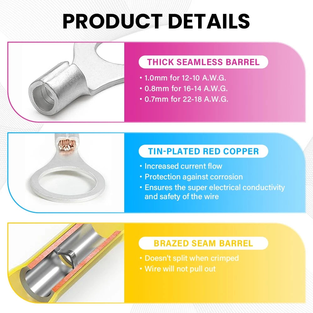 540pc Heat Shrink Butt Wire Connectors Waterproof Crimp Ring Splice Terminal
