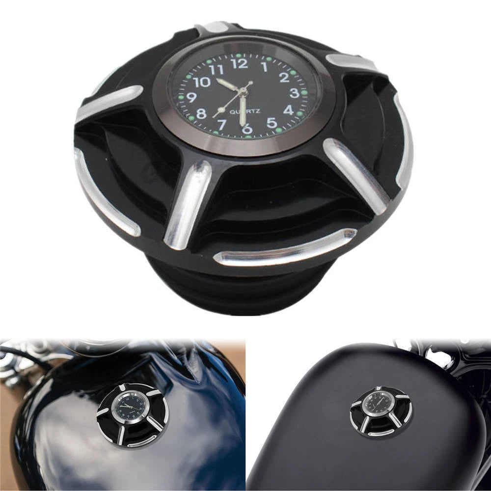 Motorcycle Fuel Gas Tank Cap Cover With Clock for Harley Softail XL1200 883 Dyna