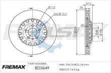 Load image into Gallery viewer, Front Brake Pads with Sensors and Disc Rotors set for Audi SQ5 3.0 2021-2025