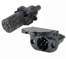 Load image into Gallery viewer, Trailer 7 Pin Small Round Plastic Plug &amp; Socket Set ADR Approved TP7PB TS7PB