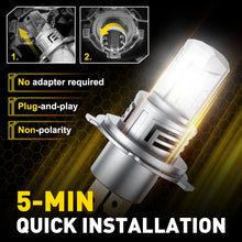 Load image into Gallery viewer, 2X H4 LED Headlight Globes 28000LM 900% Bright H/Low Beam Conversion High Power